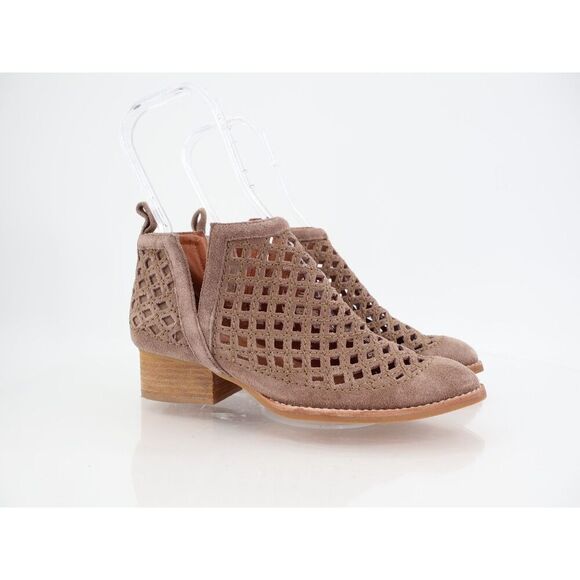 Jeffrey Campbell Women's Taggart Boot Size 6 Taupe Suede Lattice Cutout Boho - Picture 2 of 13